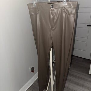 Zara Faux Leather Pants in Taupe Beige